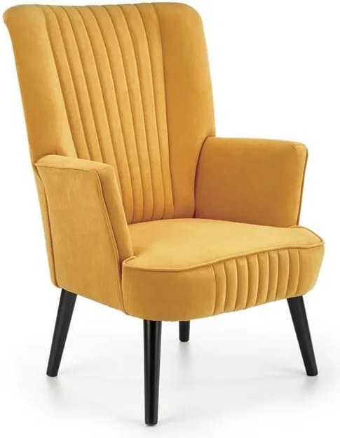 Poltrona Delgado in velluto senape - H100 cm
