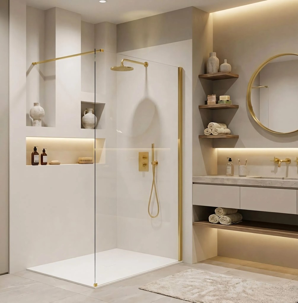 Parete doccia Rea Flexi Transparent / Gold 100