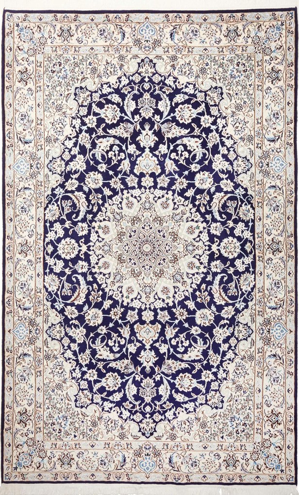 Nain Tappeto 230 x 140 Blu (Iran) Annodato A Mano