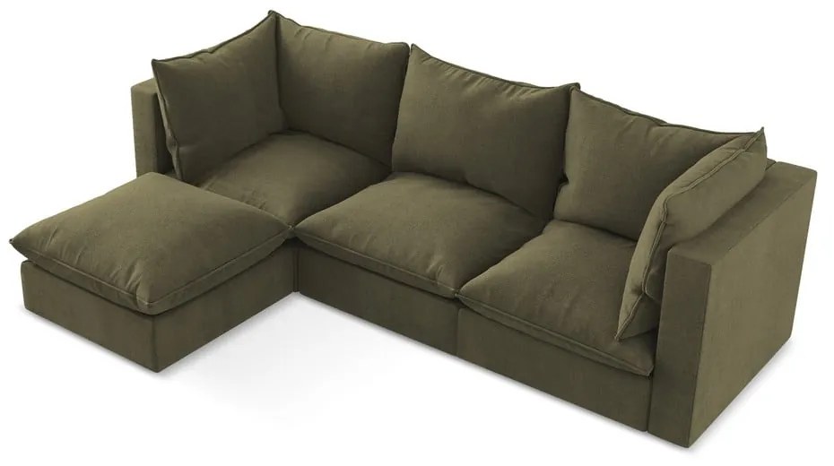 Divano angolare color kaki (con penisola a sinistra/con chaise lounge) Manao – Makamii