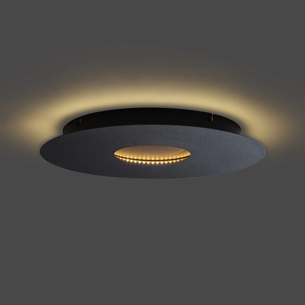 Plafoniera moderna nera 40 cm con LED integrato dimmerabile a 3 fasi - Morning