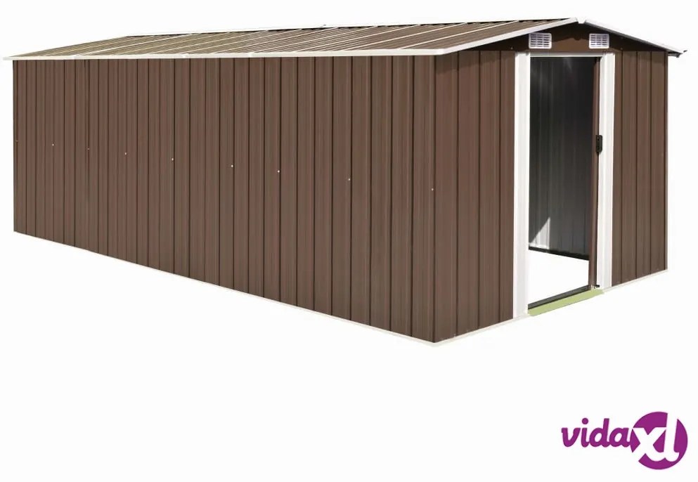vidaXL Casetta da Giardino 257x489x181 cm in Metallo Marrone