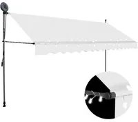 Tenda da Sole Retrattile Manuale con LED 400 cm Crema 145875