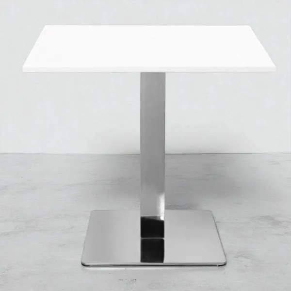 Tavolo bar pub ristorante 80x80 cm base argento e piano laminato Bianco Frassino H 75