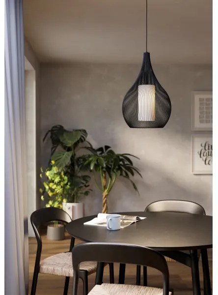 Eglo 900828 - Lampadario a sospensione con filo RAZONI 1xE27/40W/230V nero