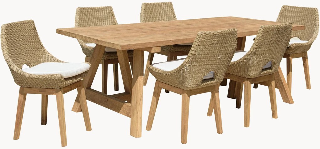 Set da pranzo da giardino in legno di teak Kally, set da 7