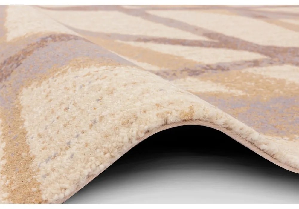 Tappeto in lana beige 100x180 cm Sticks - Agnella