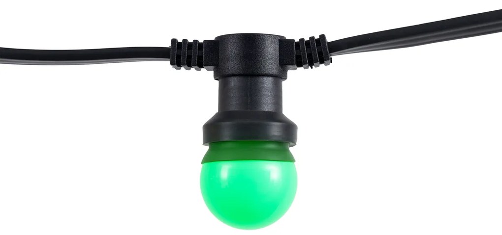 Ghirlanda luminosa nera collegabile con spina 6m incl. 10 luci multicolore E27 IP65 - Lubber