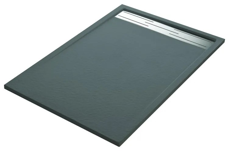 Piatto doccia SENSEA in resina Neo Metal Grid L 70 x L 120 x H 3 cm antracite opaco effetto pietra