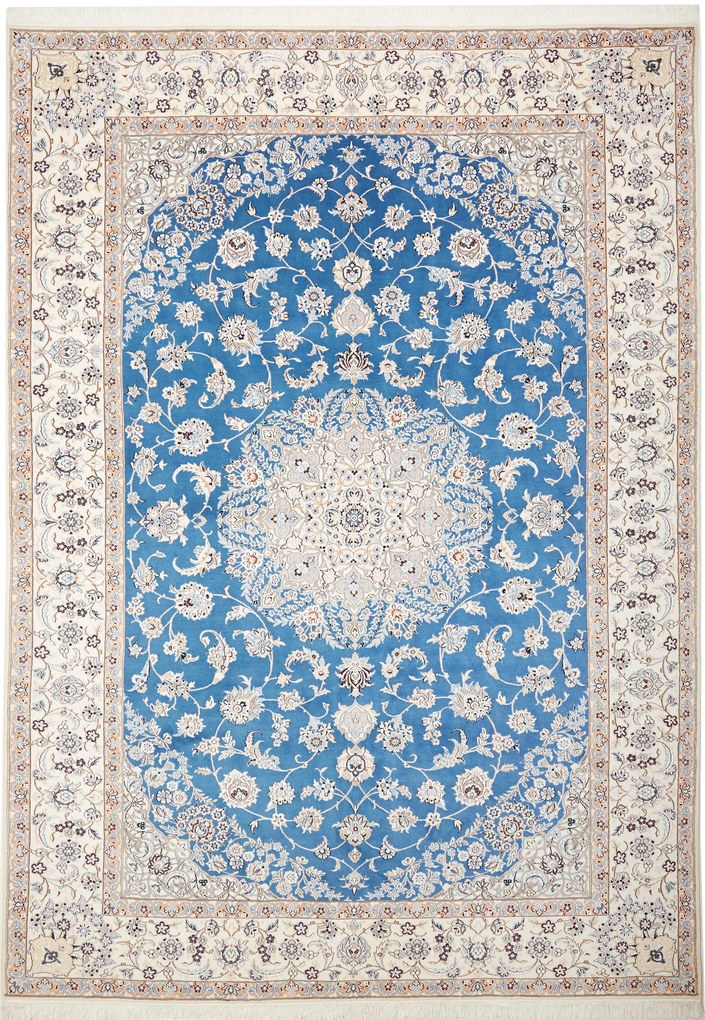 Nain Tappeto persiano 350 x 250 Blu (Iran) Annodato A Mano