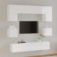 Set Mobili Porta TV 8pz Bianco Lucido in Legno Multistrato cod 11212