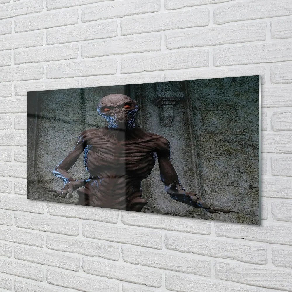 Quadro su vetro Una figura spaventosa nell'edificio 100x50 cm