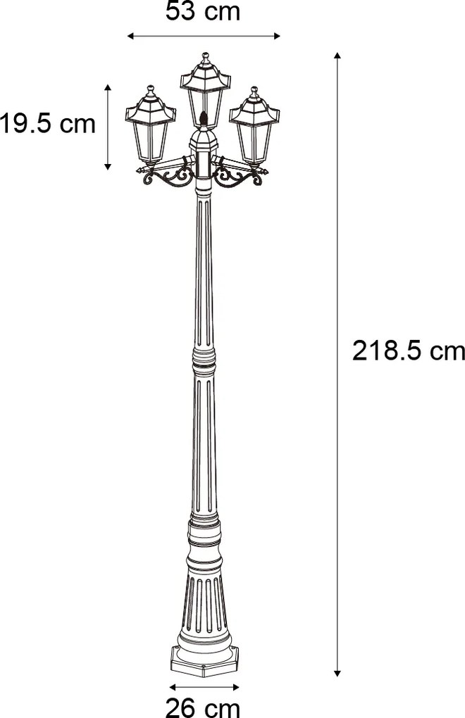 Lampione da esterno classico nero 217cm IP44 - New Haven Hammered