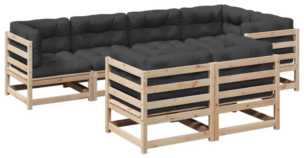 Set divani da giardino 7 pz con cuscini legno massello di pino