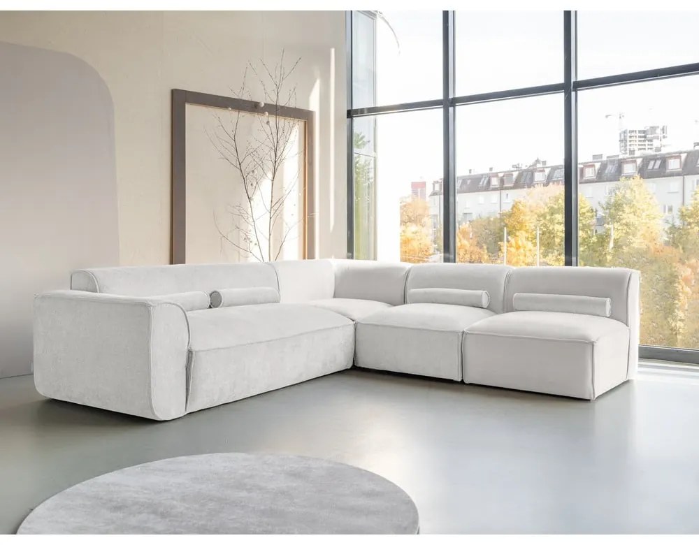 Divano angolare componibile color crema (con penisola a destra) Flex Felix – Miuform