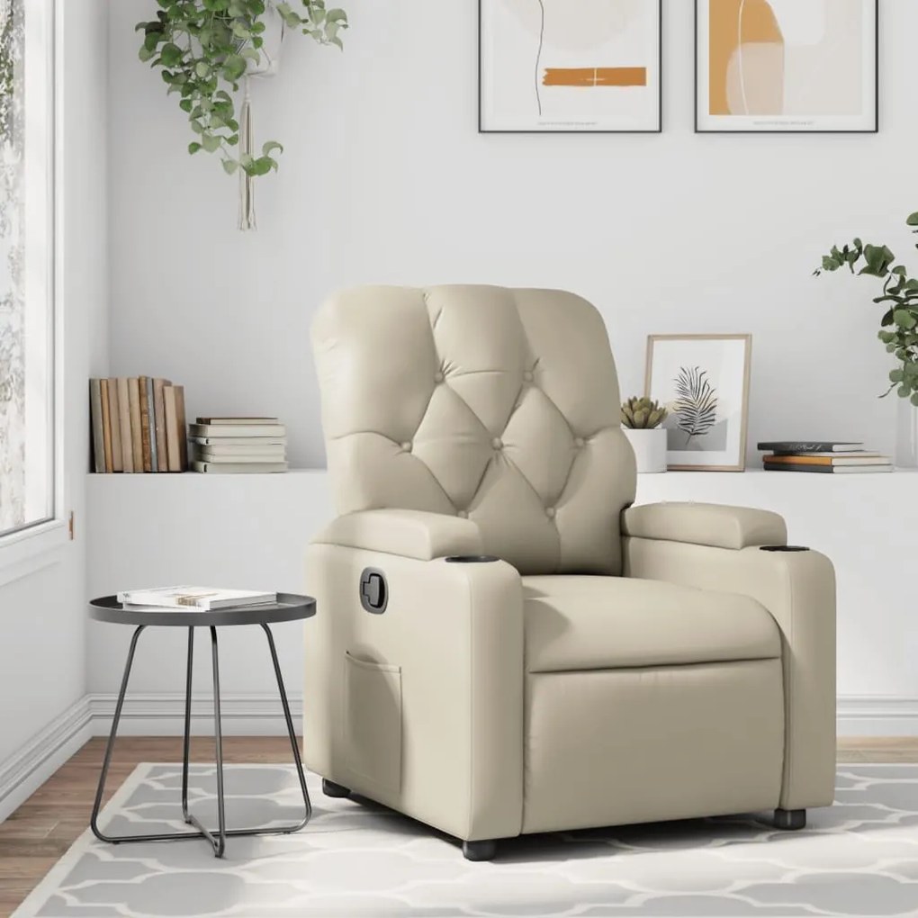 Poltrona Reclinabile Crema İn Similpelle /
