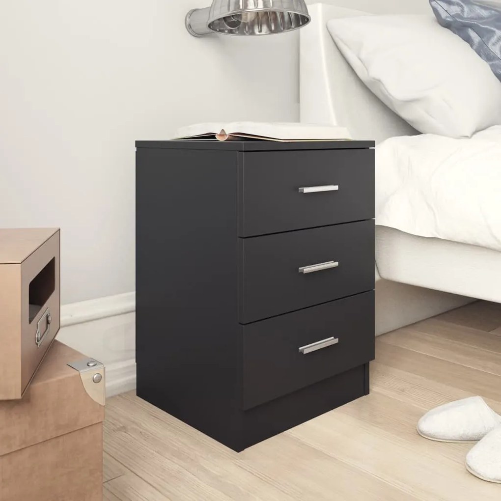 Comodini 2 pz nero 38x35x56 cm in truciolato