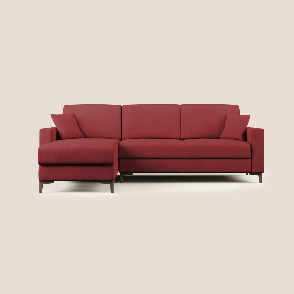 Kafka divano letto angolare in morbido tessuto impermeabile T02 rosso 302 cm destro (mat. 160x197)