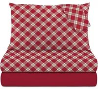 Completo letto matrimoniale in cotone Scozzese rosso