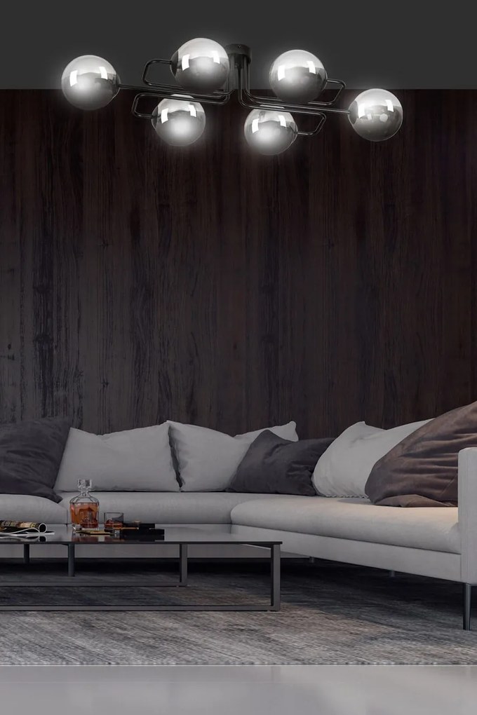 Lampadario da soffitto BRENDI 6 in acciaio e vetro 6xE14