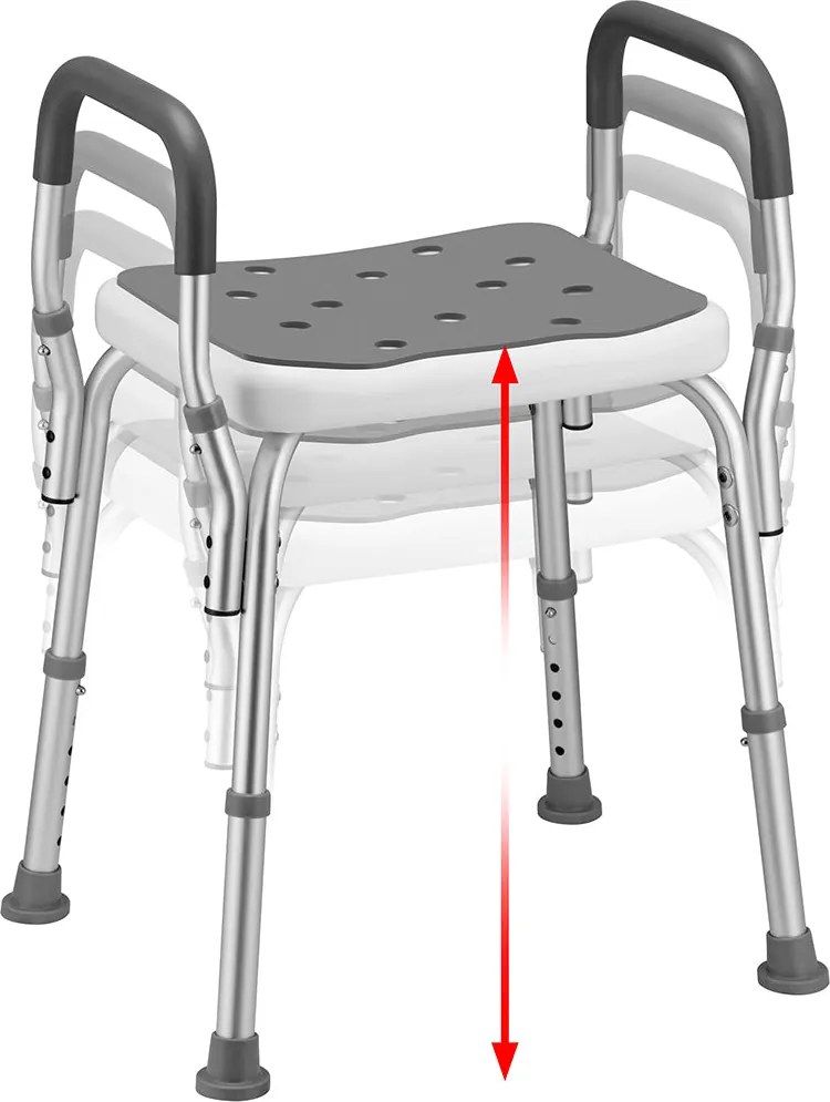 Sgabello da Doccia 6 Altezze Regolabili Sedia Bagno Antiscivolo Capacità 150 kg...