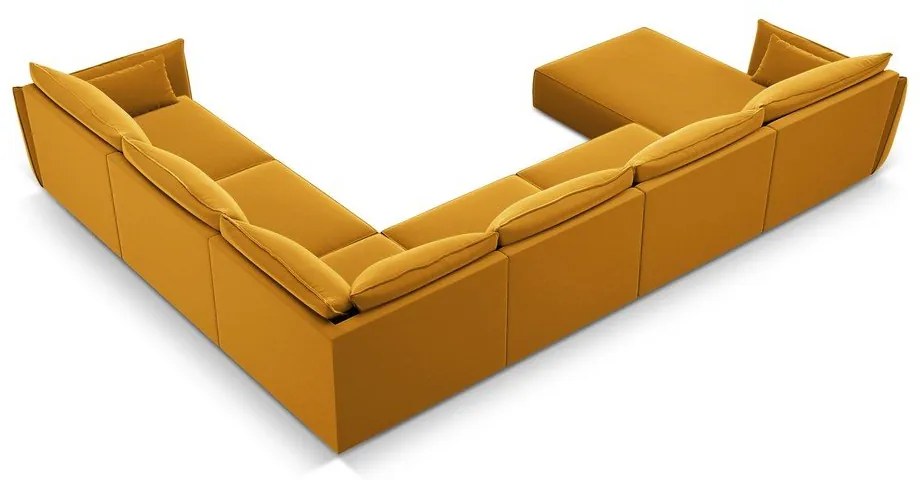 Divano angolare color senape (con penisola a destra/a U) con rivestimento in velluto Vanda – Mazzini Sofas