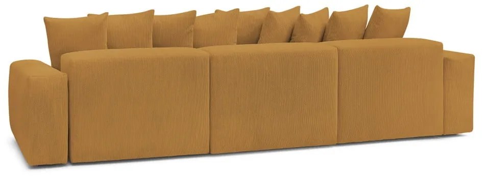 Divano angolare color senape con rivestimento in velluto a coste Voltaire – Bobochic Paris