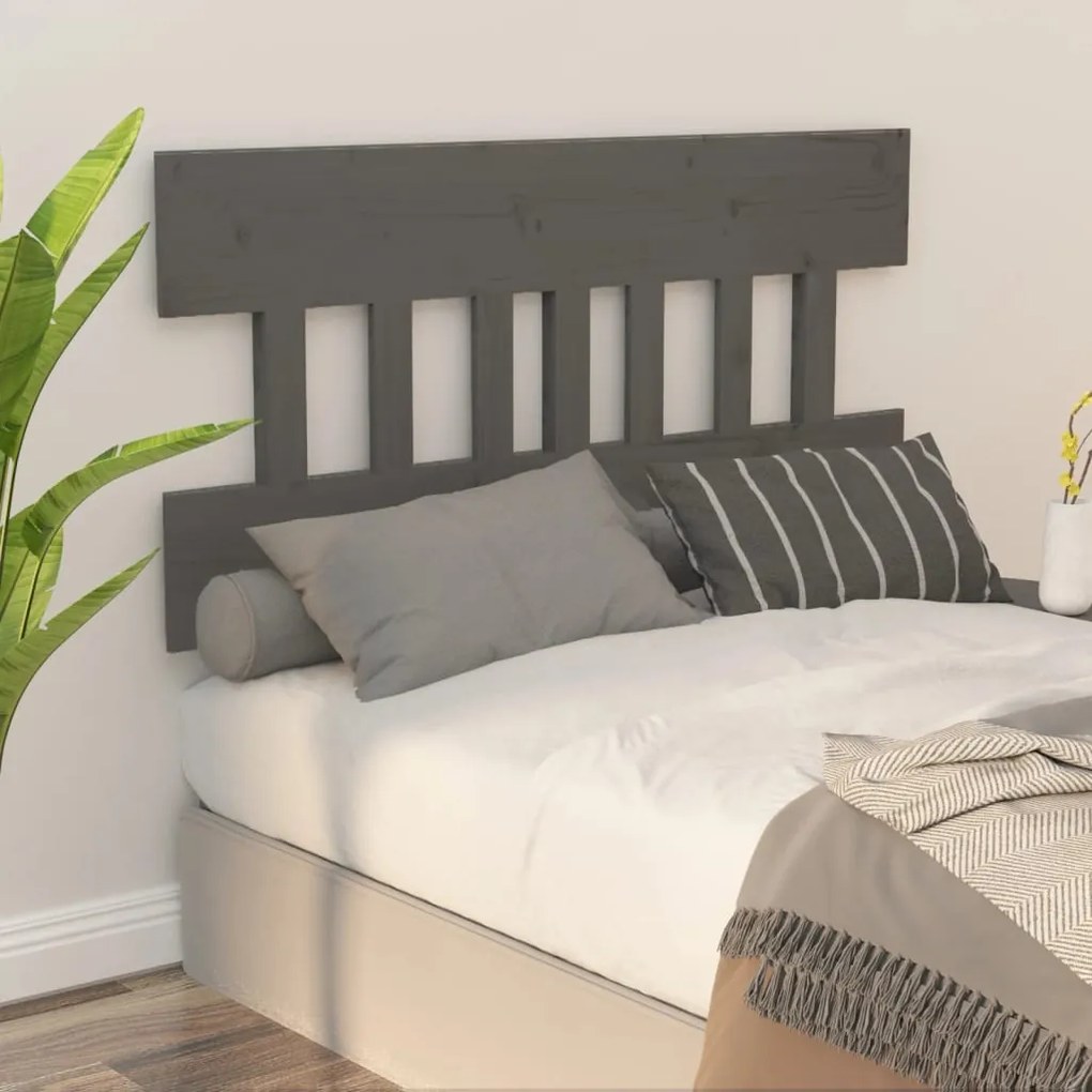 Testiera per letto grigia 138,5x3x81 cm legno massello di pino