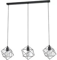 Lampadario Industrial Straiton 3 Luci Acciaio Nero