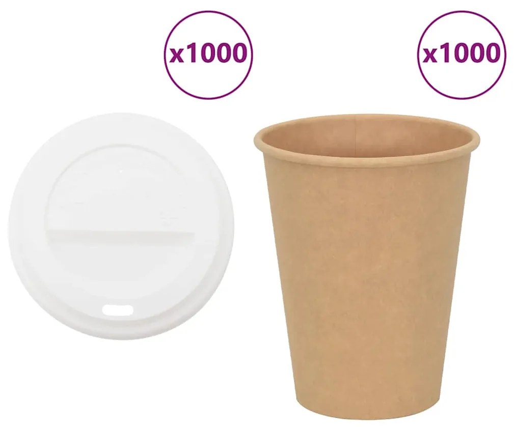 Tazze Da Caffè İn Carta Con Coperchi 1000 Pz 12oz 300 Ml /