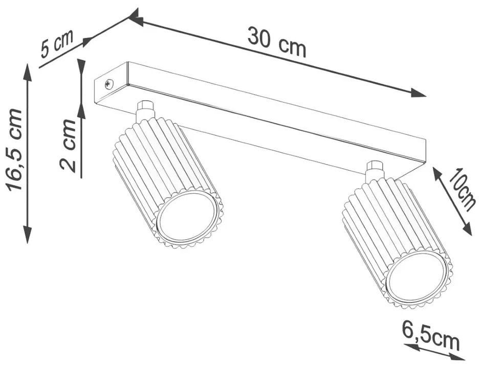 Faretto dorato 6,5x30 cm Gleam – Sollux