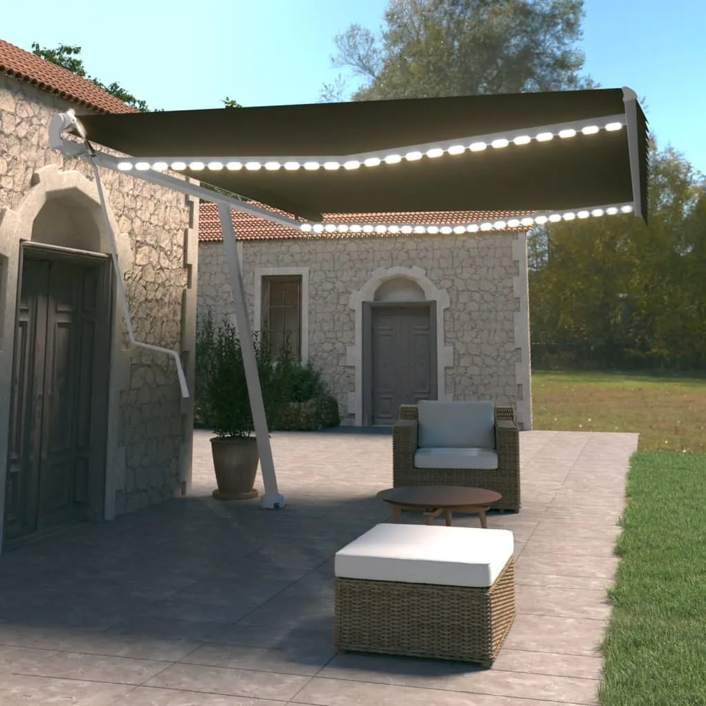 Tenda Automatica Con Sensore Vento E Led 500x350 Cm Antracite /