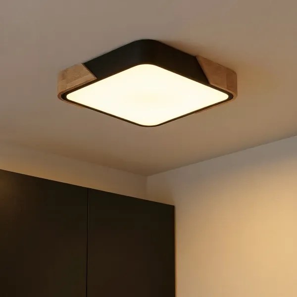 Brilagi - Lampada LED dimmerabile PILANA LED/48W/230V rovere/nero 42x42 cm + telecomando