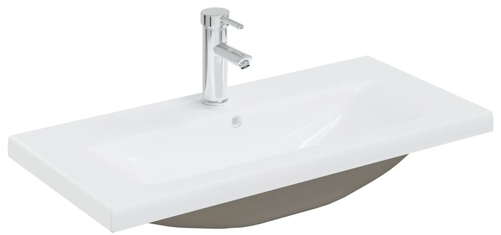 Mobiletto per lavandino con lavabo integrato rovere nero legno ingegnerizzato, mobiletto per lavandino rovere nero 80x38.5x45 cm legno ingegnerizzato
