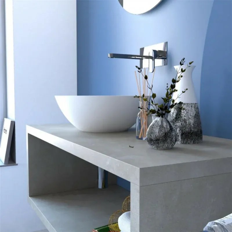 Inserto reversibile in grigio cemento per mobile bagno sospeso aperto Master