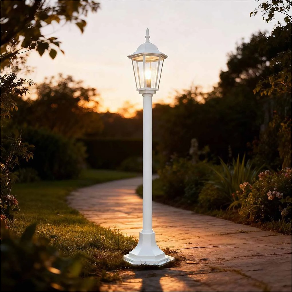 Paletto Lanterna Vintage 100cm E27 IP54 Bianco - Serie Tosca