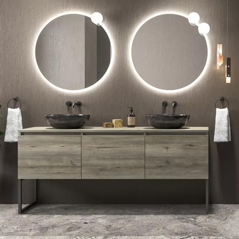 Mobile bagno a terra 180 cm con piano e 3 cassetti SP-180P3 - KAMALU