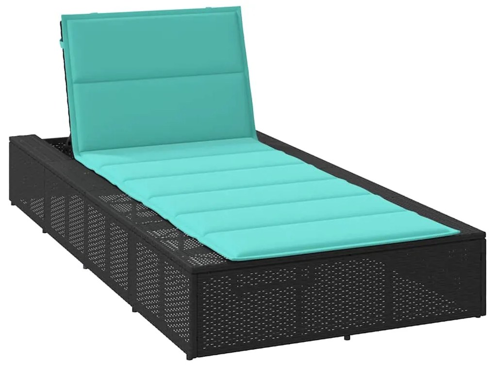 Lettino Prendisole Con Cuscino Galleggiante Nero İn Polyrattan /
