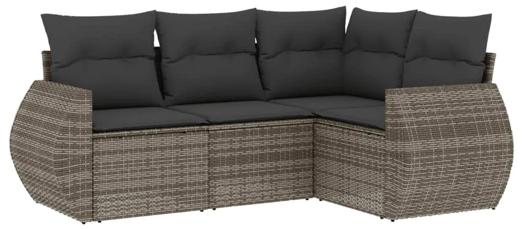 Set Divani da Giardino 4 pz con Cuscini in Polyrattan Grigio