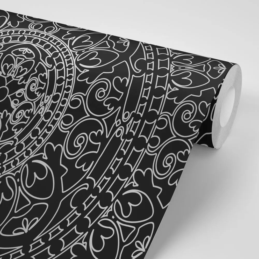 Carta da parati autoadesiva – Ornamento orientale in bianco e nero