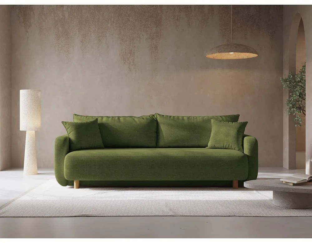 Divano verde allungabile con contenitore 231 cm Elen – Micadoni