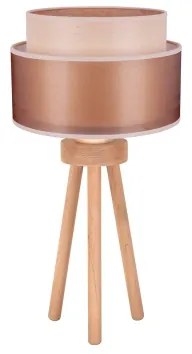 Duolla - Lampada da tavolo WOOD BOHO 1xE27/15W/230V diametro 25 cm rame/marrone/beige