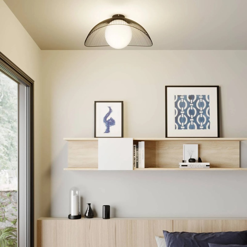Lindby plafoniera Fabronia, bianco/nero, vetro, sfera, E27