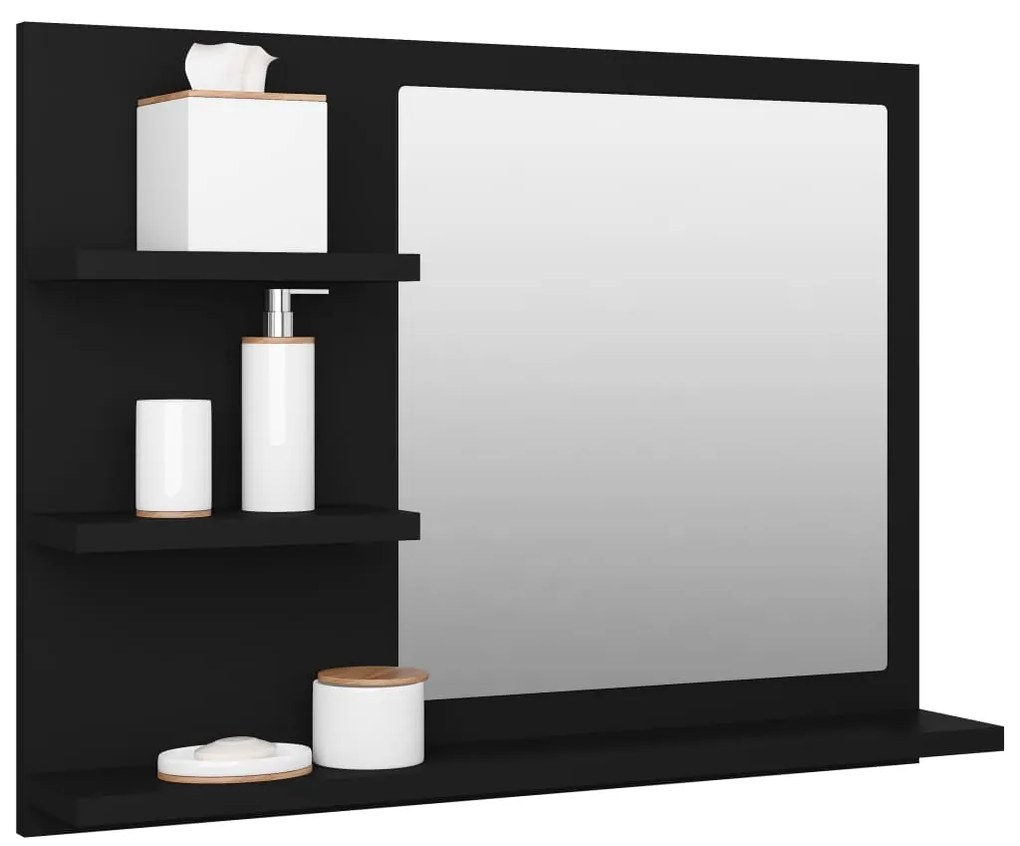 Specchio da bagno nero 60x10,5x45 cm in truciolato