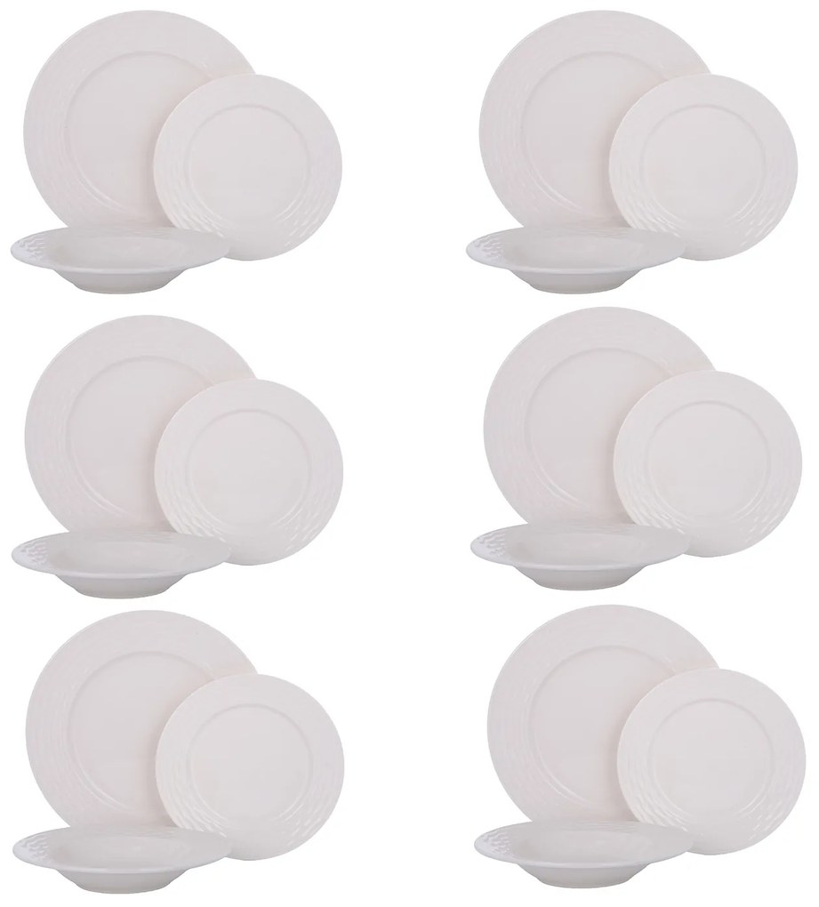 Servizio 18 pezzi tavola porcellana Lobelia bianco