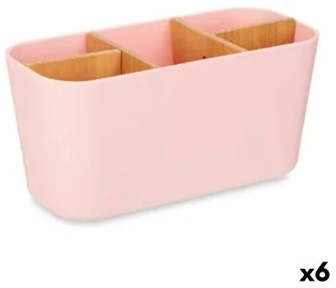 Portaspazzolini da Denti Rosa Bambù polipropilene 21 x 10 x 9 cm (6 Unità)