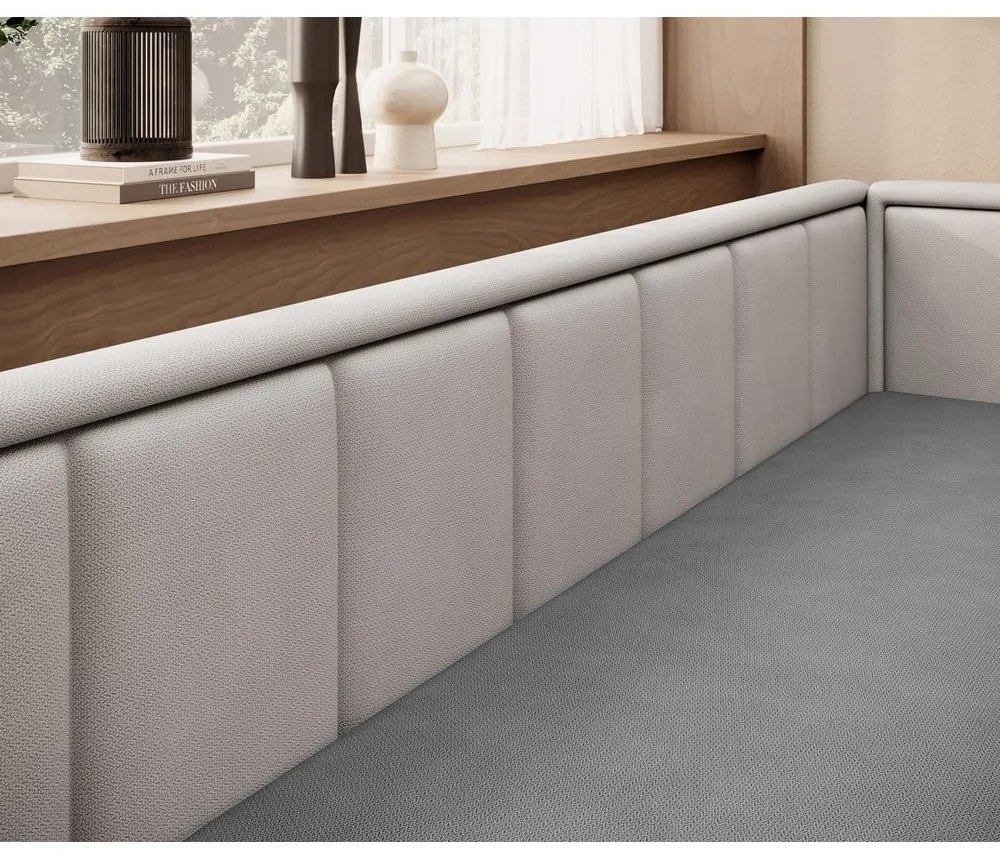 Divano grigio allungabile/con contenitore e rivestimento in ciniglia 214 cm Fulgeo – ELTAP