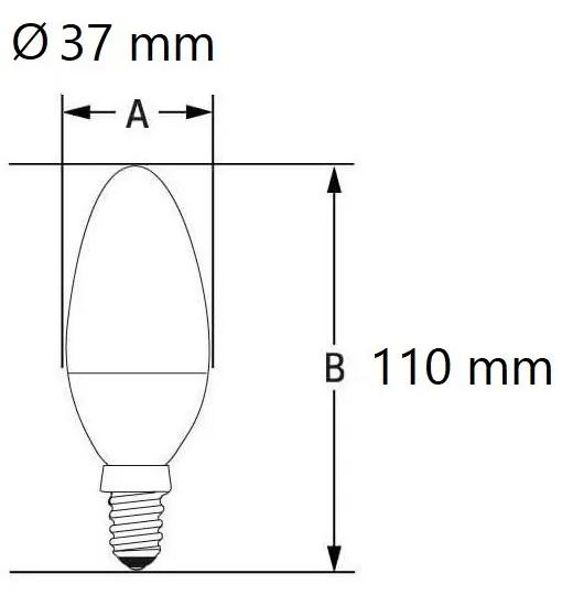 Lampada LED E14 4,5W a Candela - 110lm/W Colore  Bianco Caldo 2.700K