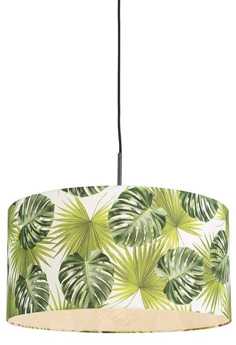Lampada a sospensione botanica nera con paralume a foglia 50 cm - Combi 1