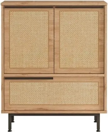 Scarpiera Da Ingresso Mobile Multifunzione 75x36x90 Con Piedini Neri Ocean Rafia